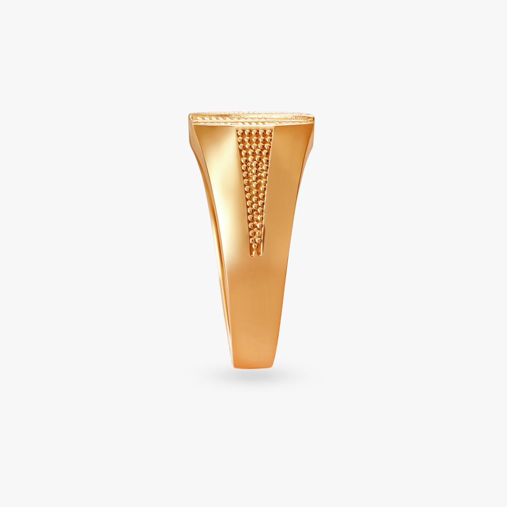 Leaf Emblem Gold Finger Ring for Men,,hi-res image number null