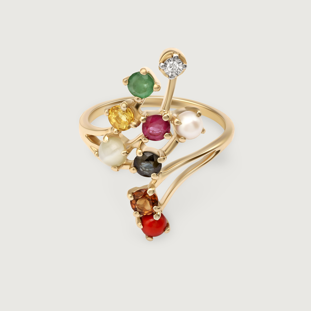 Gemstone Symphony 14KT Navaratna Ring,,hi-res image number null