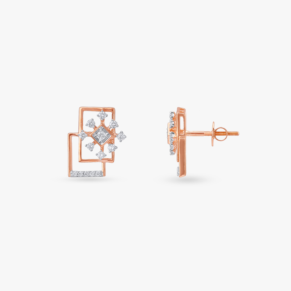 Pixel Glow Diamond Stud Earrings,,hi-res image number null