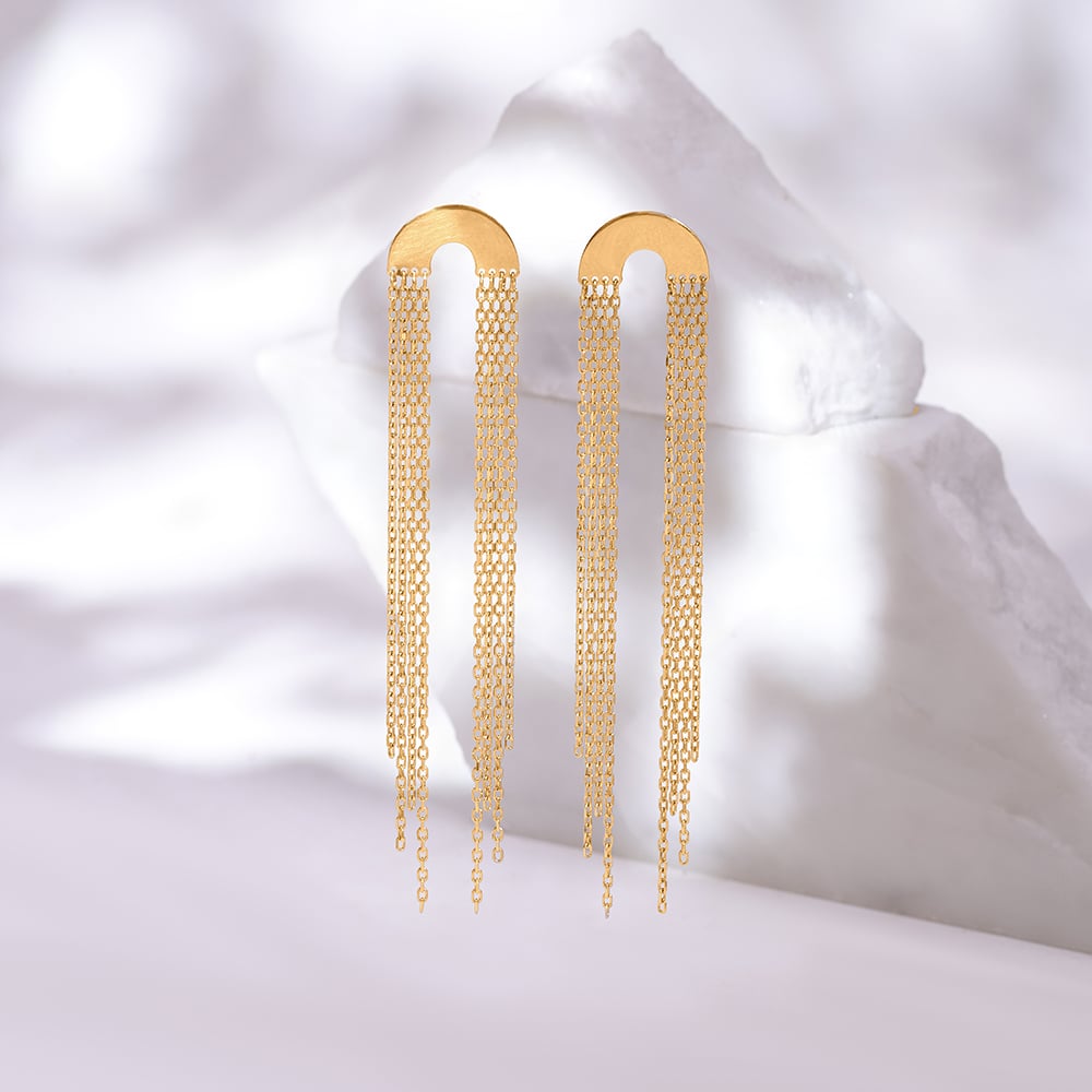 Chic Tassel 18KT Gold Drop Earrings,,hi-res image number null