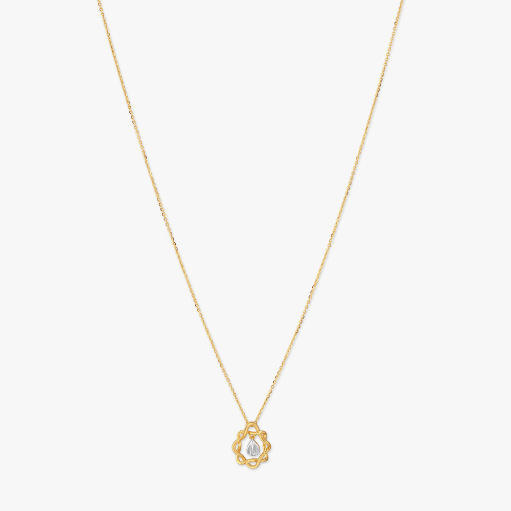 Sculpted Loop Gold Pendant with Chain,,hi-res image number null