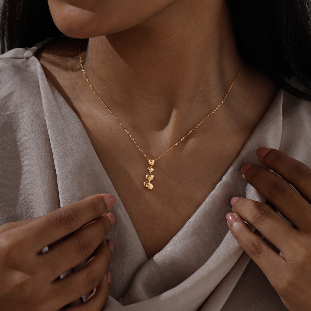 Balanced Pebble Gold Pendant,,hi-res image number null
