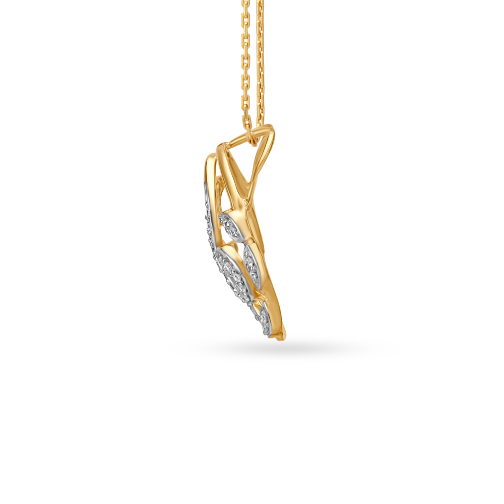 Modish Contemporary Leaf Motif Diamond Pendant,,hi-res image number null
