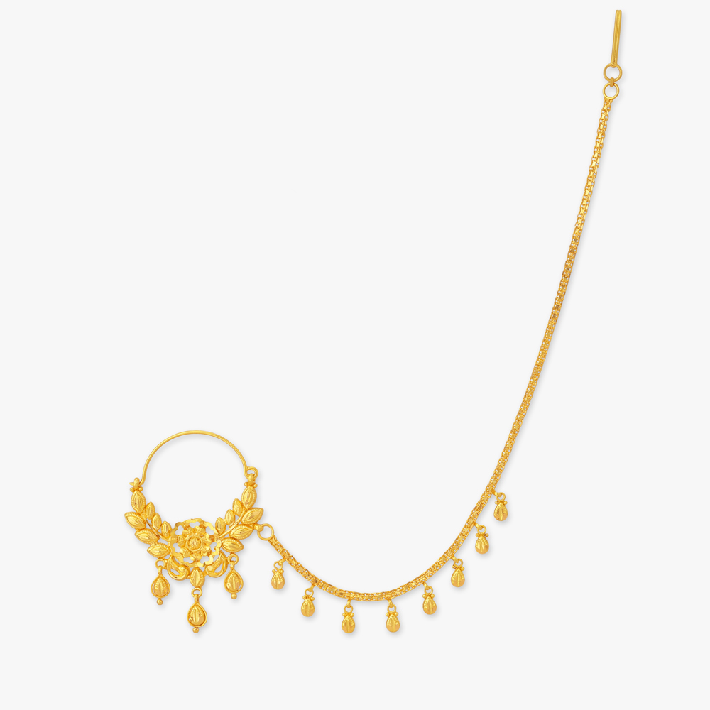 Petal Cascade Gold Nose Pin,,hi-res image number null