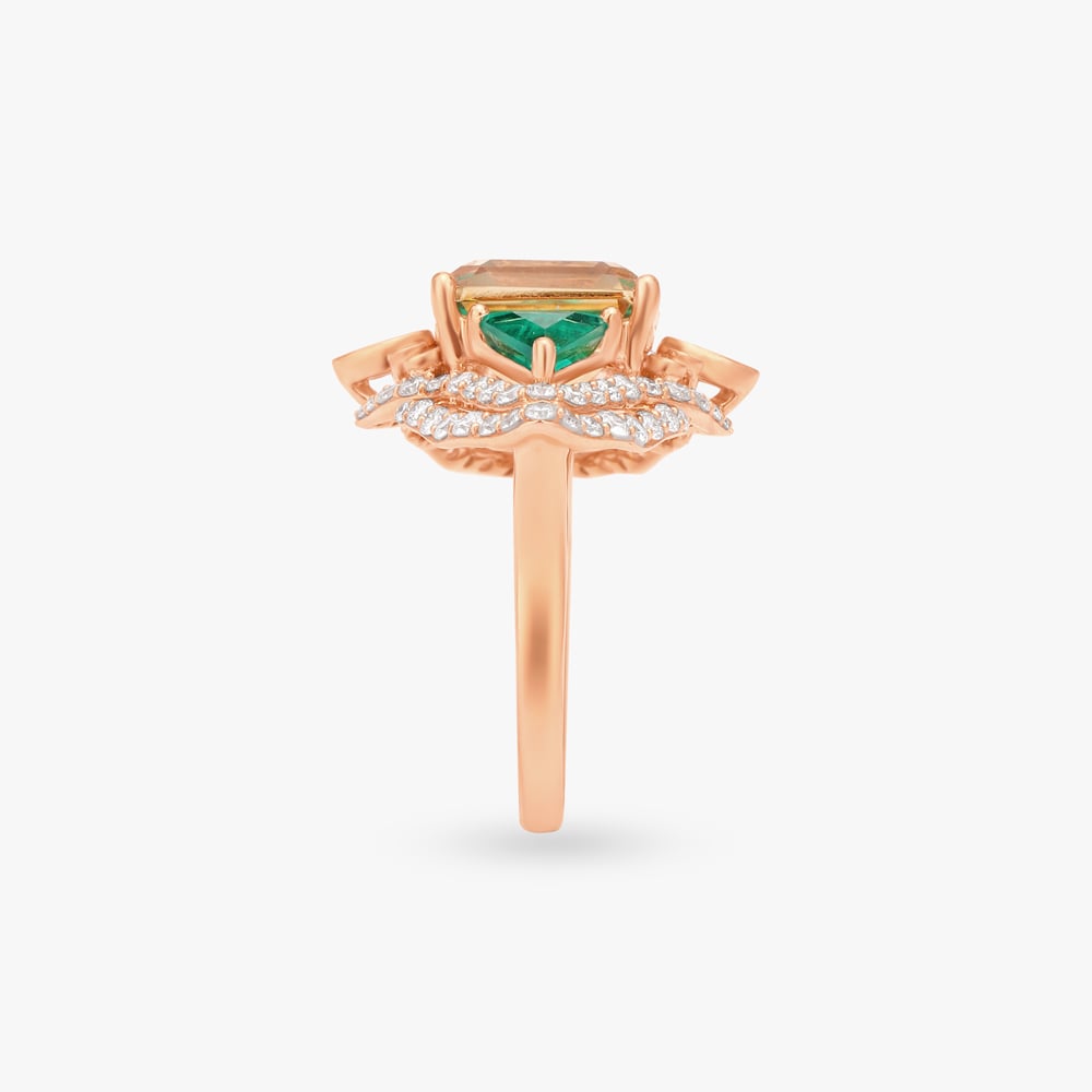 Vintage Floral Diamond Finger Ring,,hi-res image number null