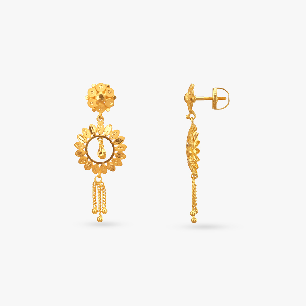 

Blooming Floral Gold Drop Earrings