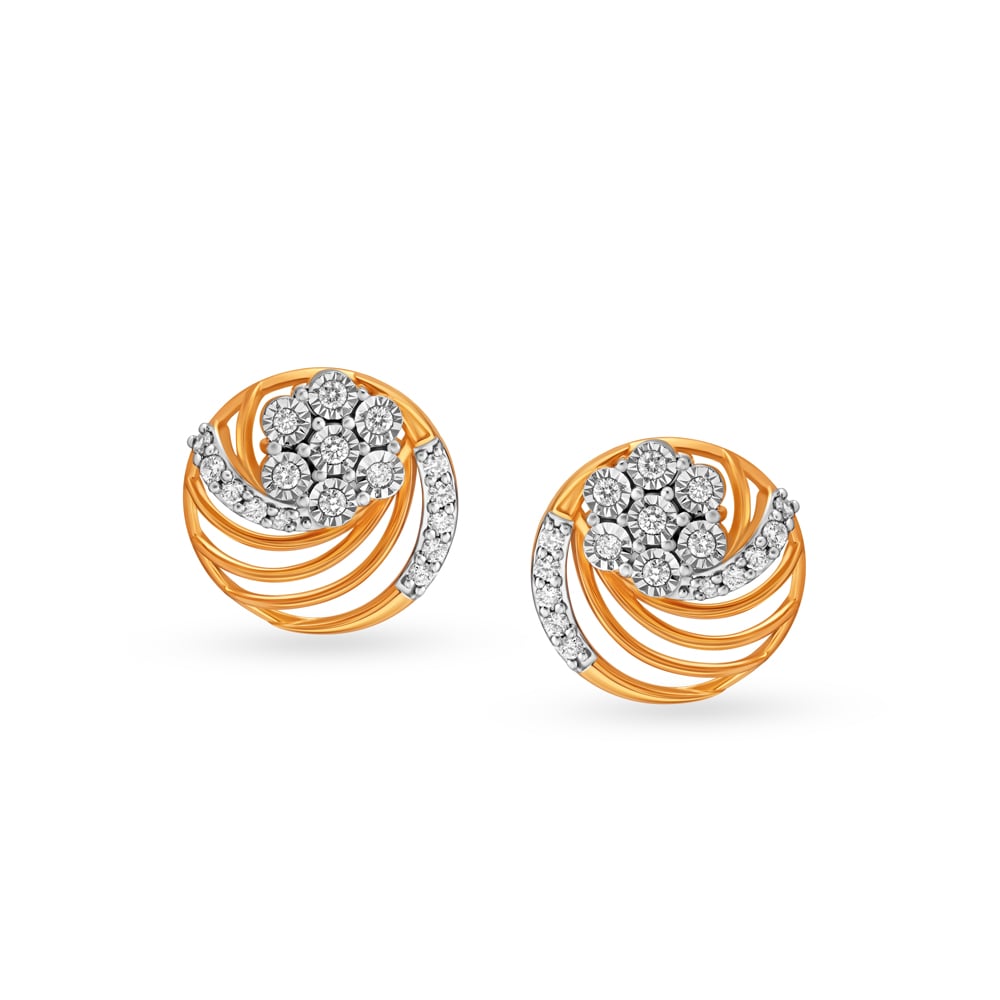 Chic Floral Diamond Stud Earrings,,hi-res image number null