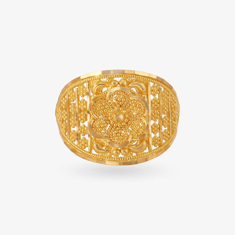 Floral Gold Finger Ring,,hi-res image number null