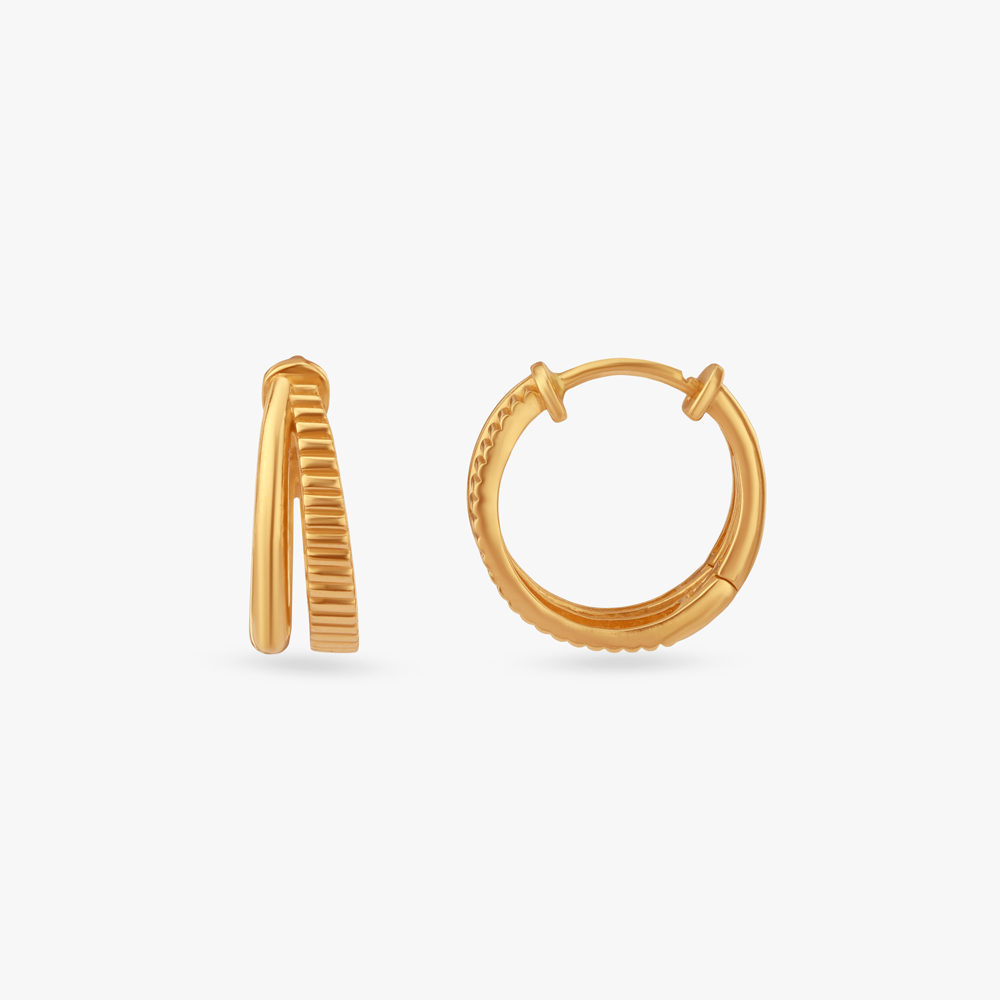 Dual Curve Gold Hoop Earrings,,hi-res image number null