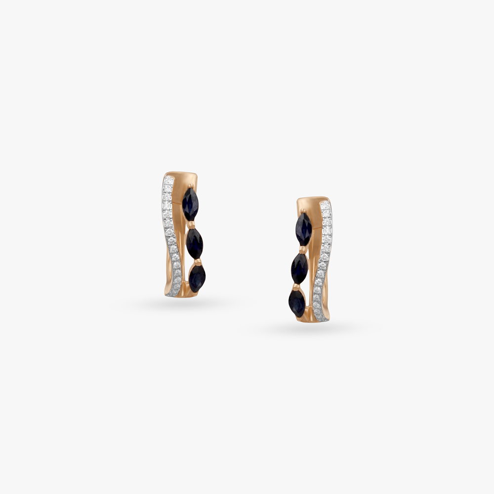 Elegant Arc Diamond Hoop Earrings,,hi-res image number null