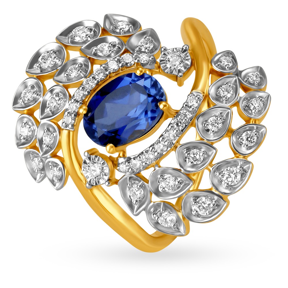 Buy Mia by Tanishq Nebula's Glow Blue Topaz 14KT Finger Ring 17.25 at  Amazon.in