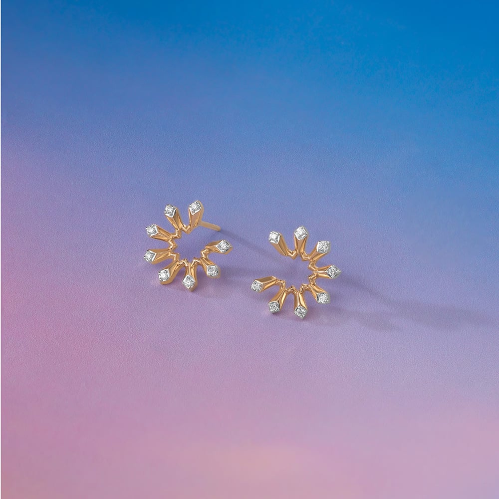 Radiant Sunburst Diamond Stud Earrings,,hi-res image number null