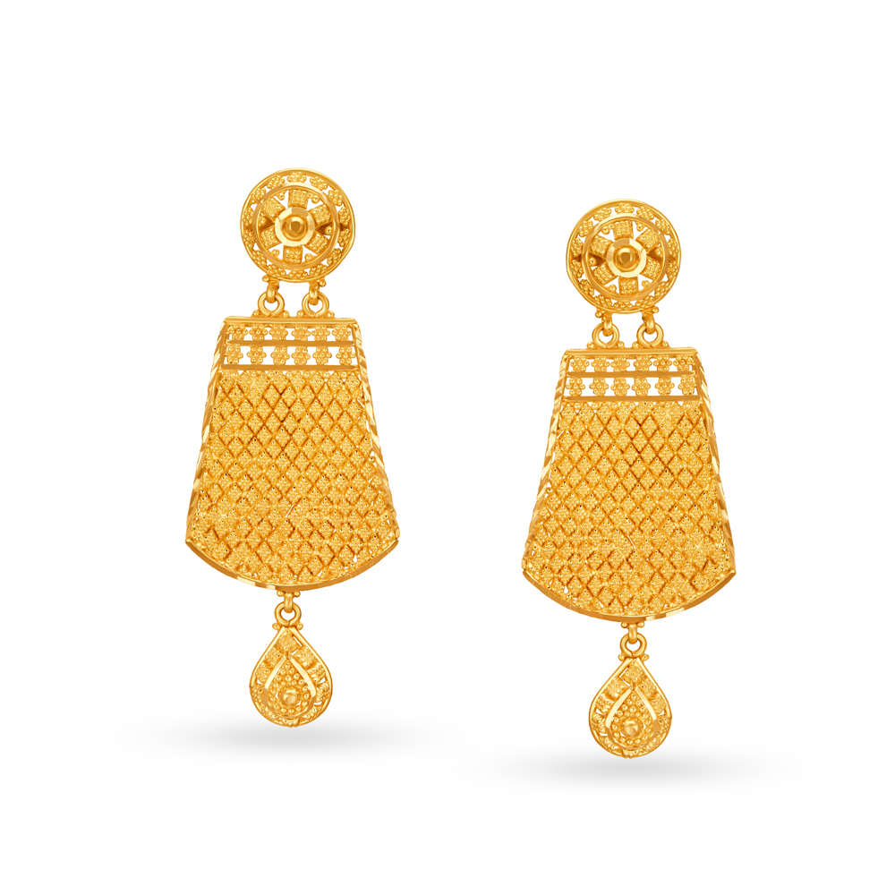 Chic 22 Karat Yellow Gold Glass Karu Earrings