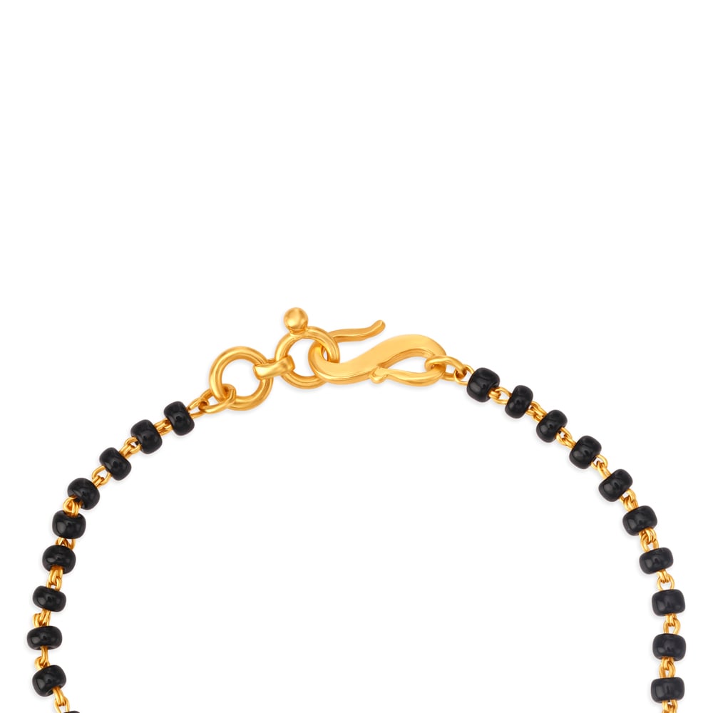 Kids Heart Pattern Gold Bracelet With Black Beads,,hi-res image number null