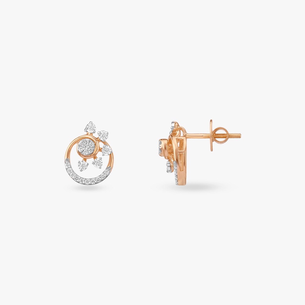 Floral Arc Diamond Stud Earrings,,hi-res image number null