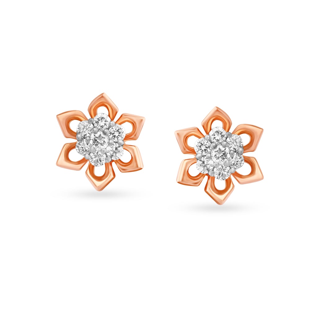 Enthralling Floral Diamond Stud Earrings