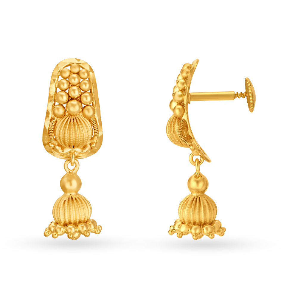Novel 22 Karat Yellow Gold Filigree Danglers,,hi-res image number null