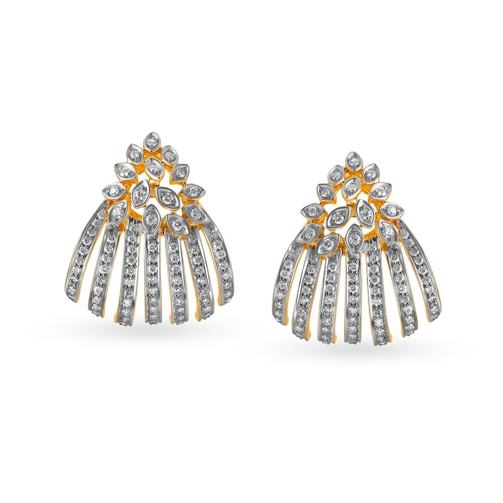 Charming 18 Karat Yellow Gold And Diamond Earrings,,hi-res image number null