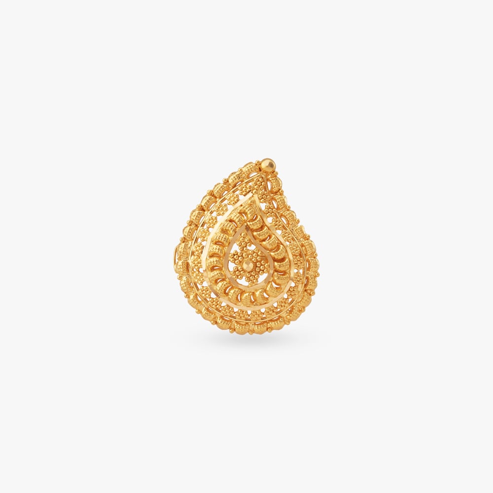 Teardrop Filigree Gold Ring,,hi-res image number null