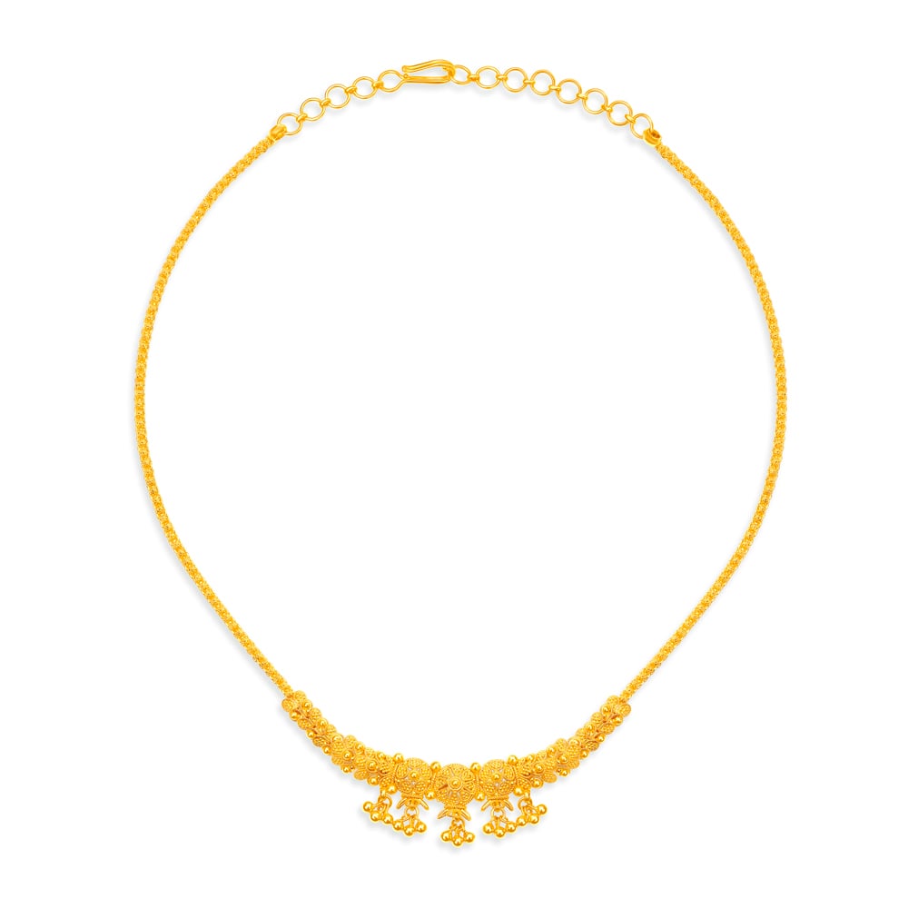 Lavish Yellow Gold Beaded Necklace and Earrings Set,,hi-res image number null