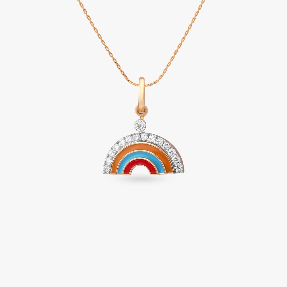 Rainbow Wish Diamond Pendant for Kids,,hi-res image number null