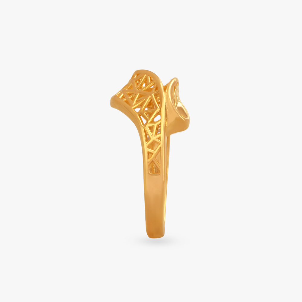Modern Lattice Gold Finger Ring,,hi-res image number null