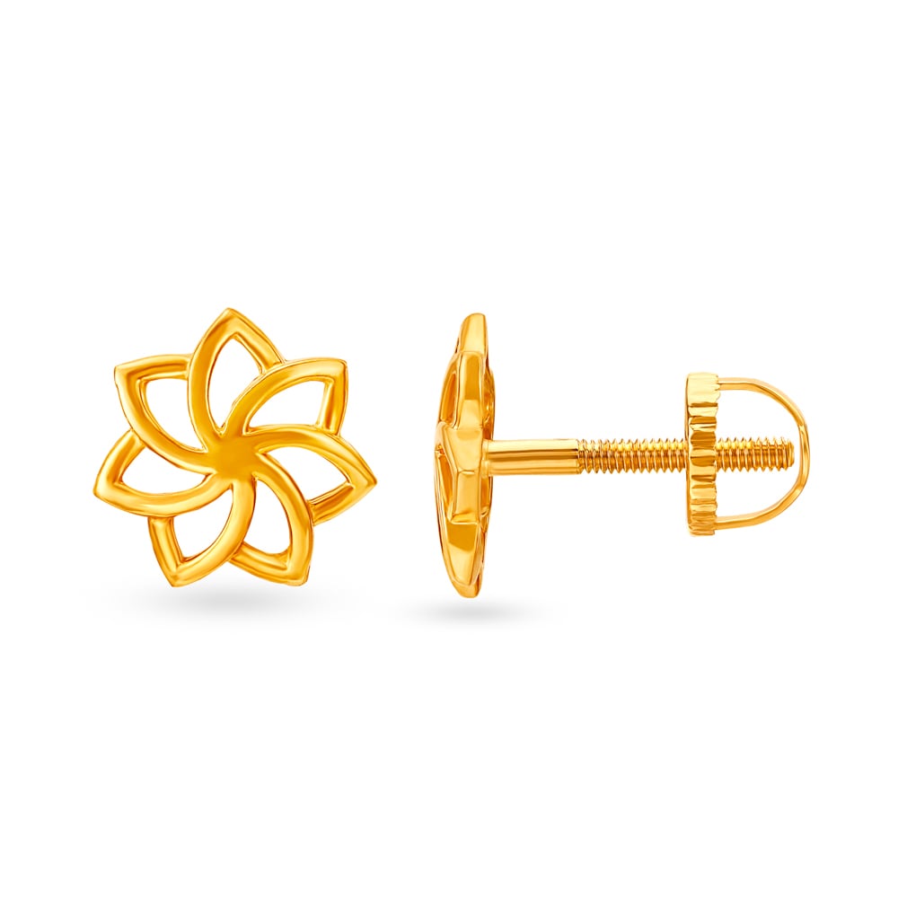 Radiant Sun Floral Gold Stud Earrings,,hi-res image number null