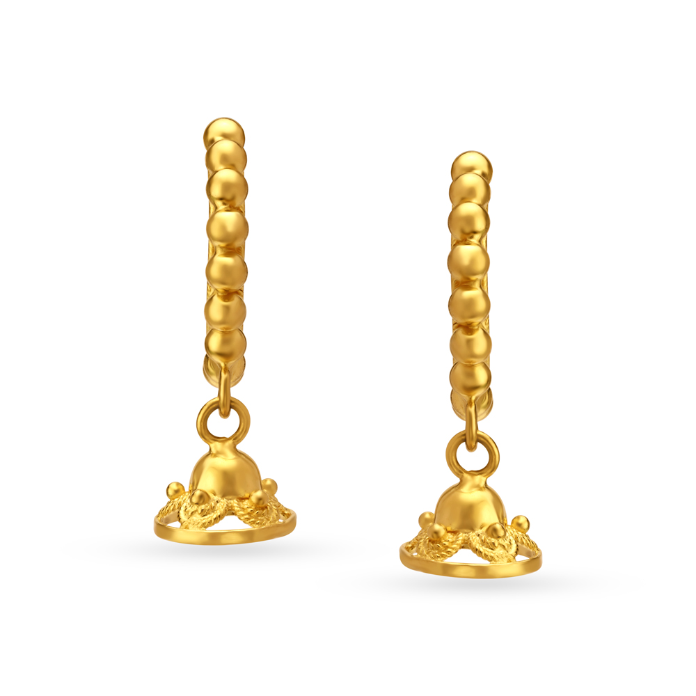Traditional Rawa Work Enticing Gold Drop Earrings