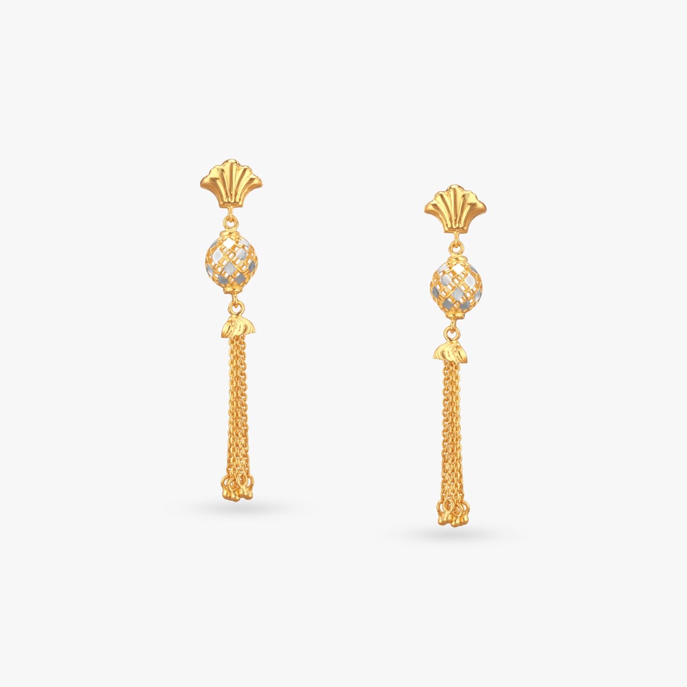 

Mesh Tassel Gold Drop Earrings