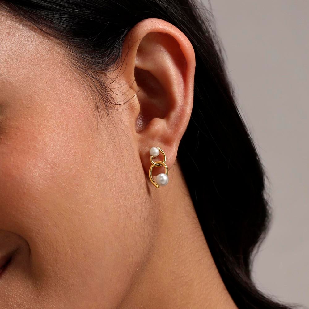 Edgy Chic Pearl Stud Earrings,,hi-res image number null