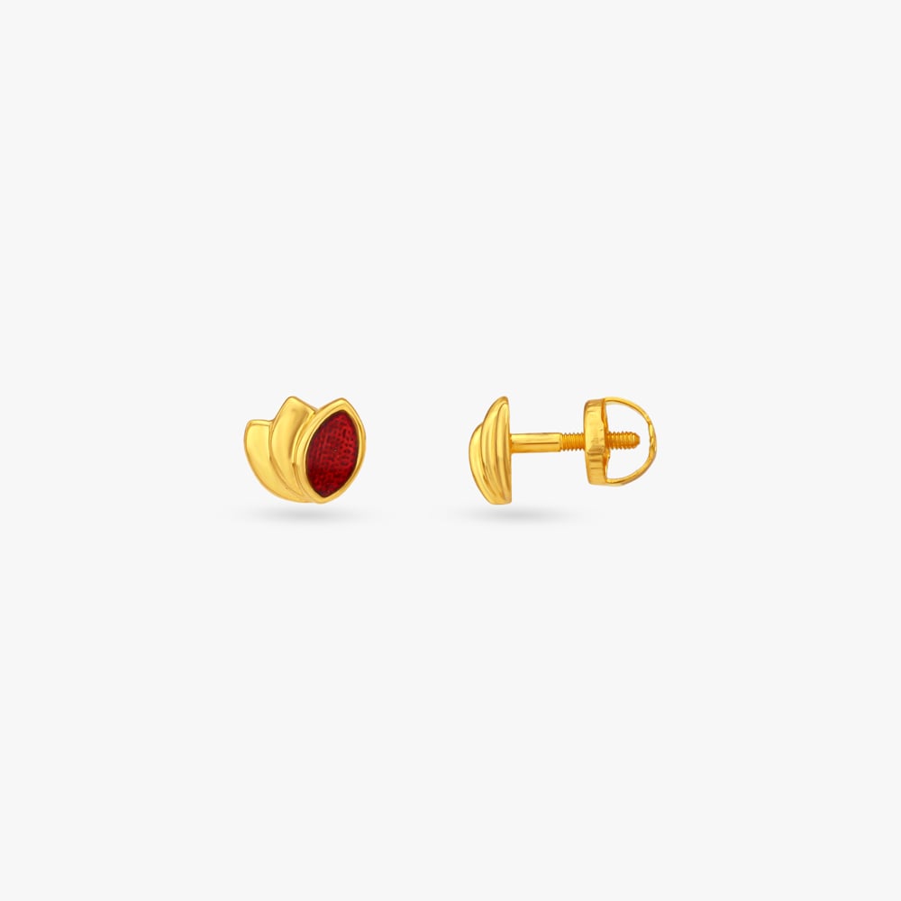 Crimson Muse Gold Stud Earrings for Kids,,hi-res image number null