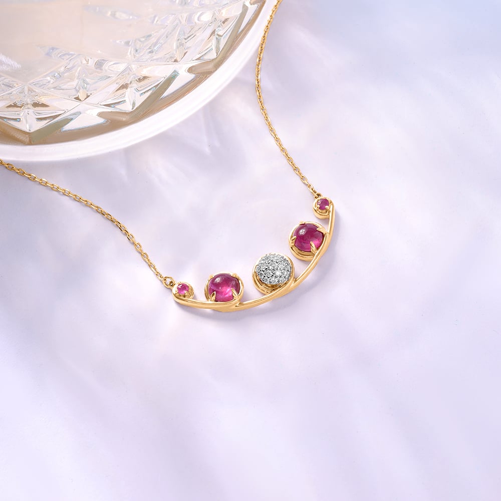 Regal Sparkle 14KT Diamond & Ruby Necklace,,hi-res image number null