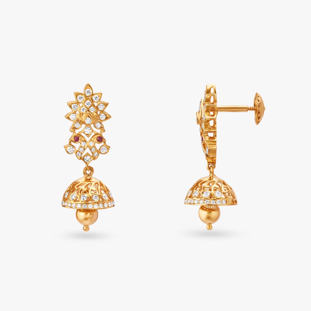 Luminous Diamond Jhumka Earrings,,hi-res image number null