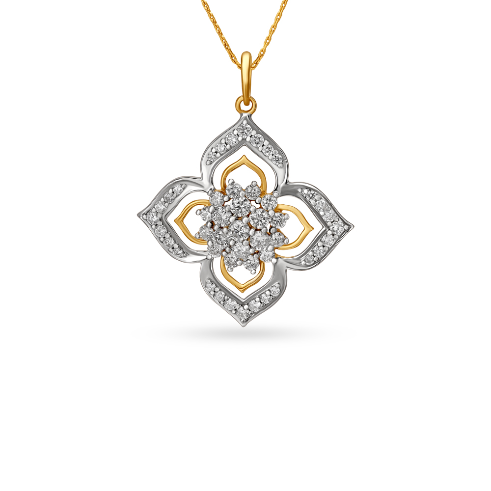 Lavish Floral Motif Diamond Pendant