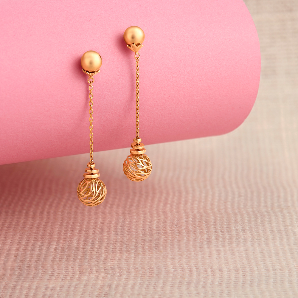 Gold long discount dangle earrings
