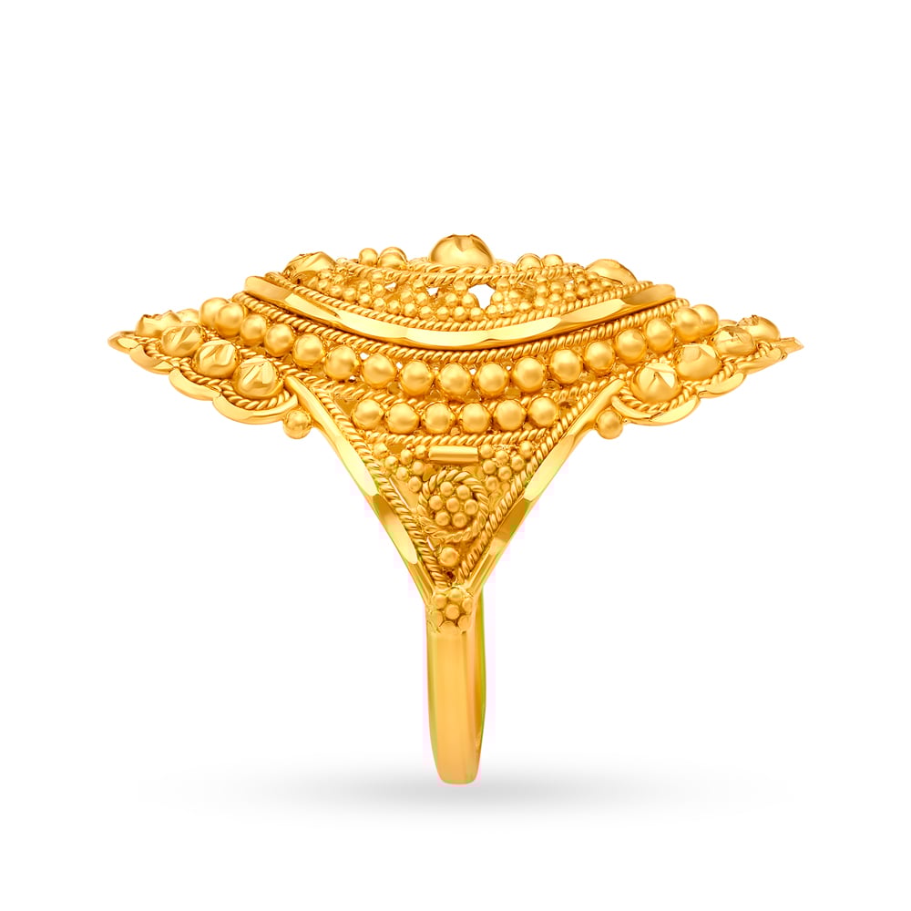 Intriguing 22 Karat Yelow Gold Boat Finger Ring,,hi-res image number null