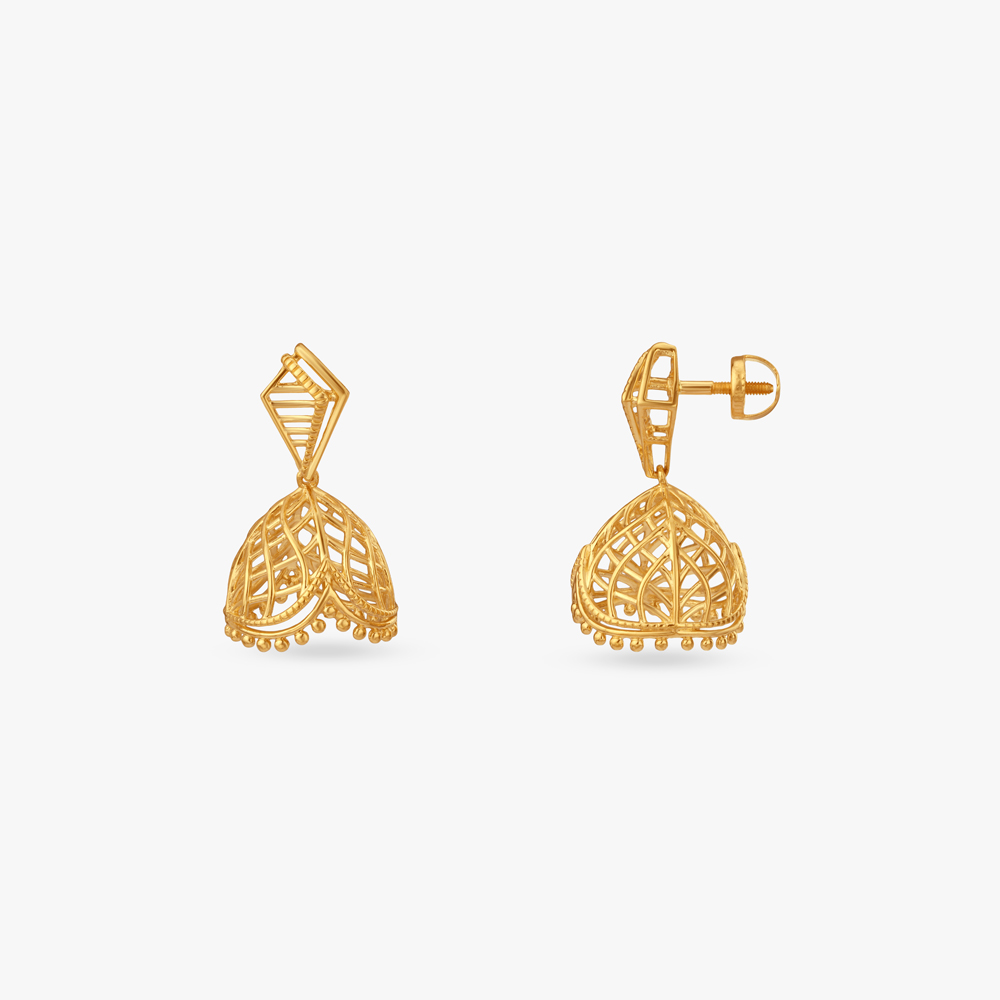 Regal Charm Gold Jhumka Earrings,,hi-res image number null