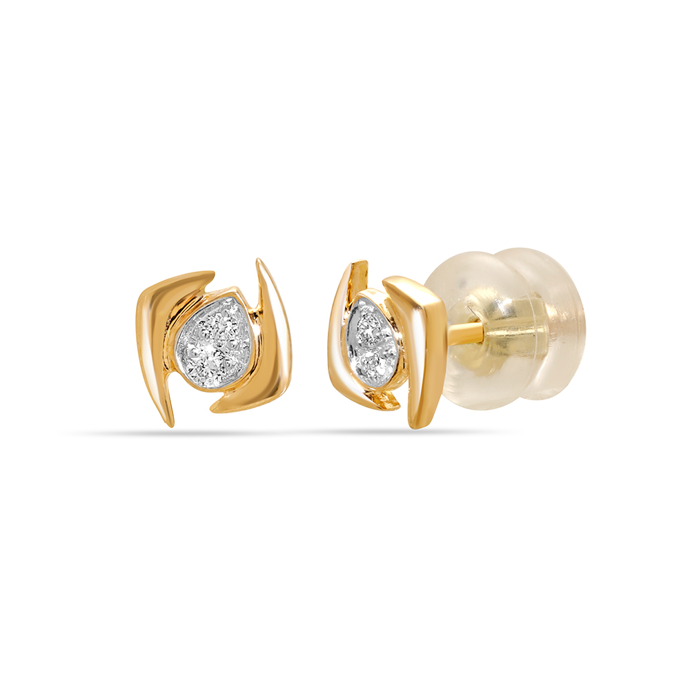 14KT Yellow Gold Sparkling Diamond Stud Earrings,,hi-res image number null