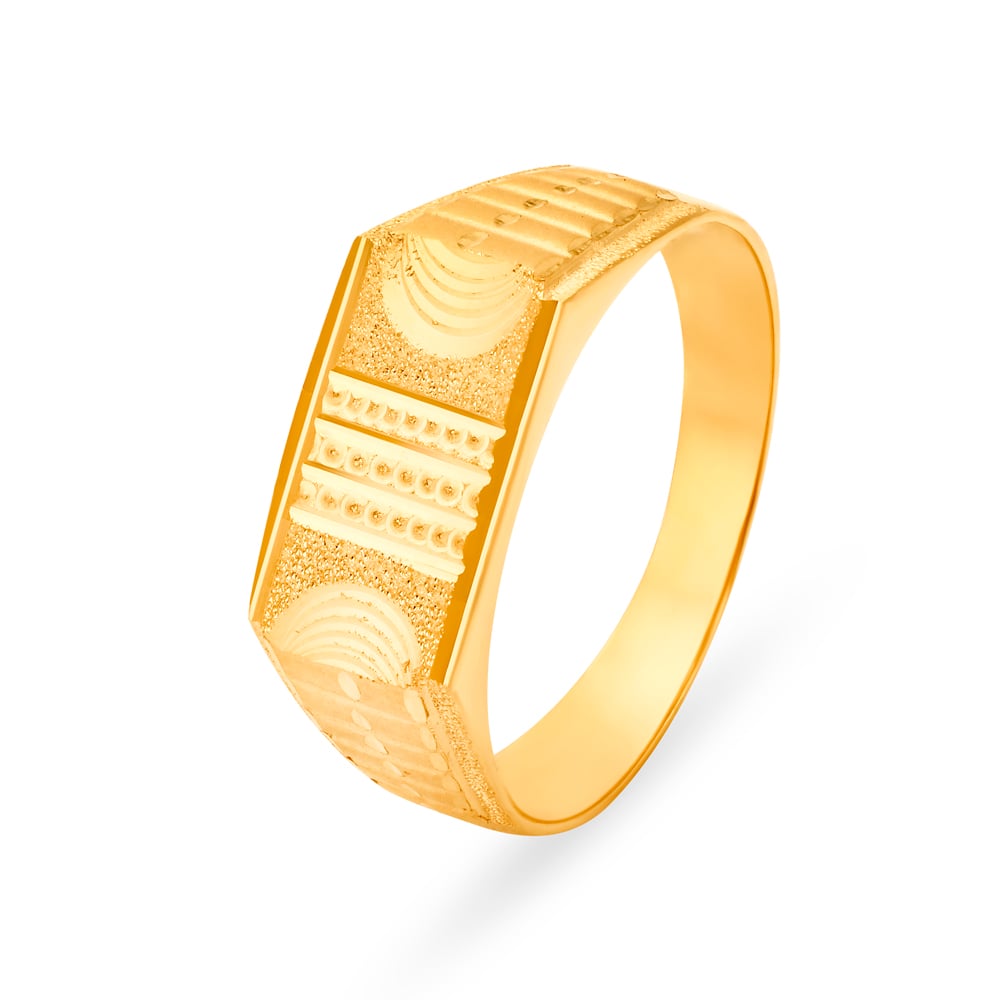 Stately 22 Karat Yellow Gold Geometric Finger Ring