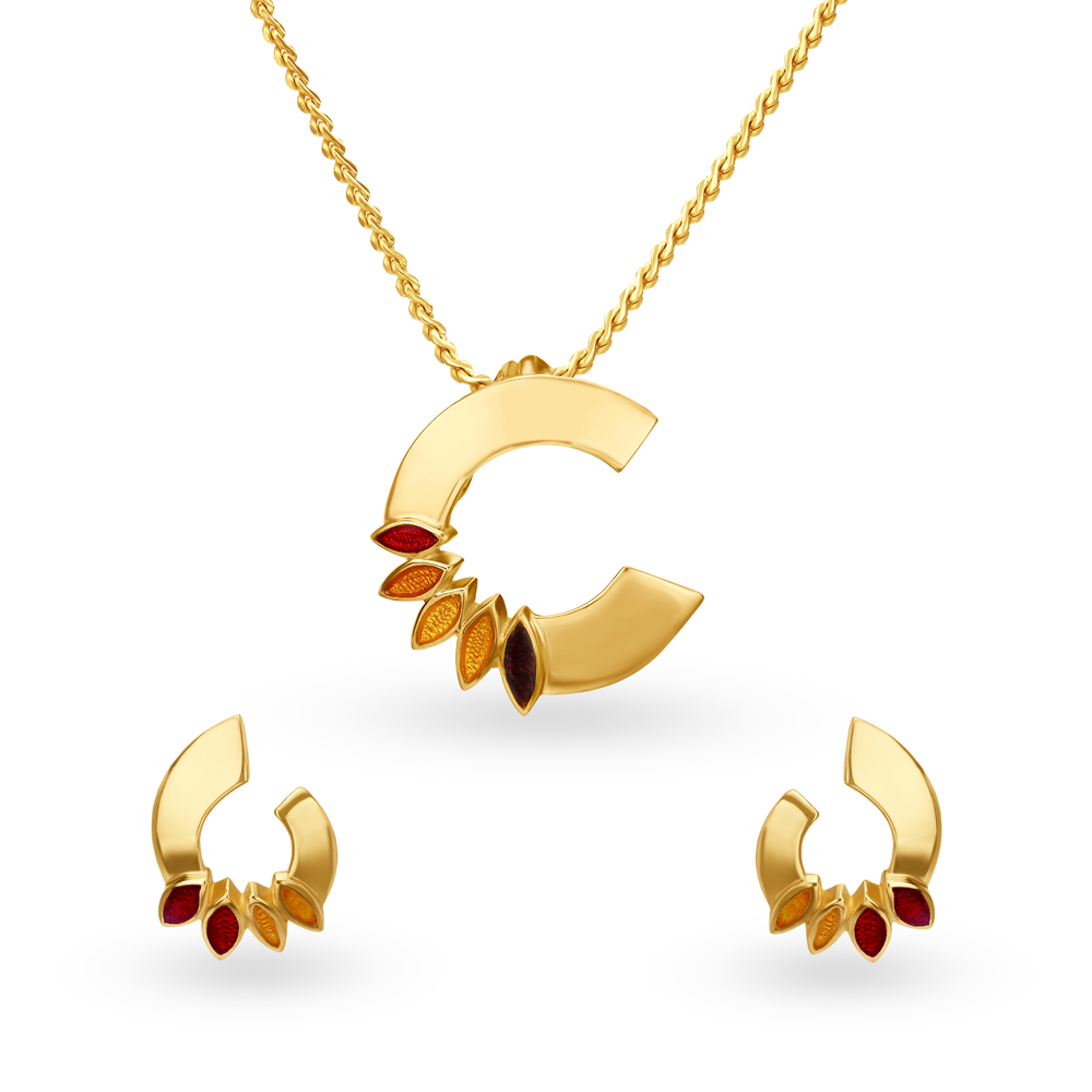 Bewitching Gold Pendant and Earrings Set,,hi-res image number null
