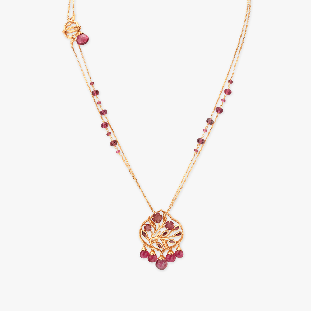Floral Arc Gold Necklace,,hi-res image number null