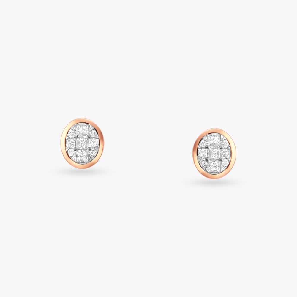 Oval Fusion Diamond Stud Earrings,,hi-res image number null