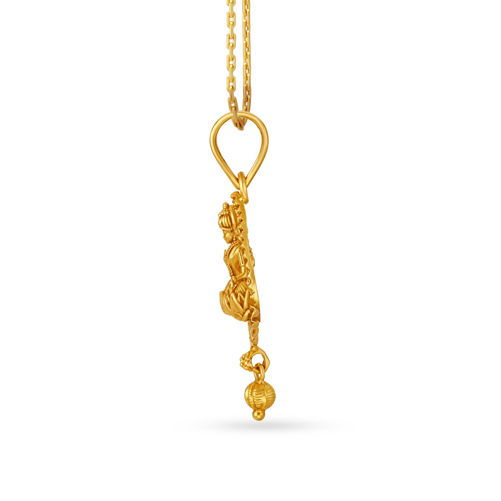 Tear Drop Goddess Laxmi Gold Pendant,,hi-res image number null