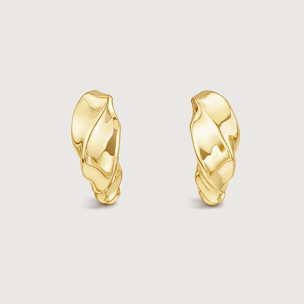Sculpted Flow Gold Hoop Earrings,,hi-res image number null