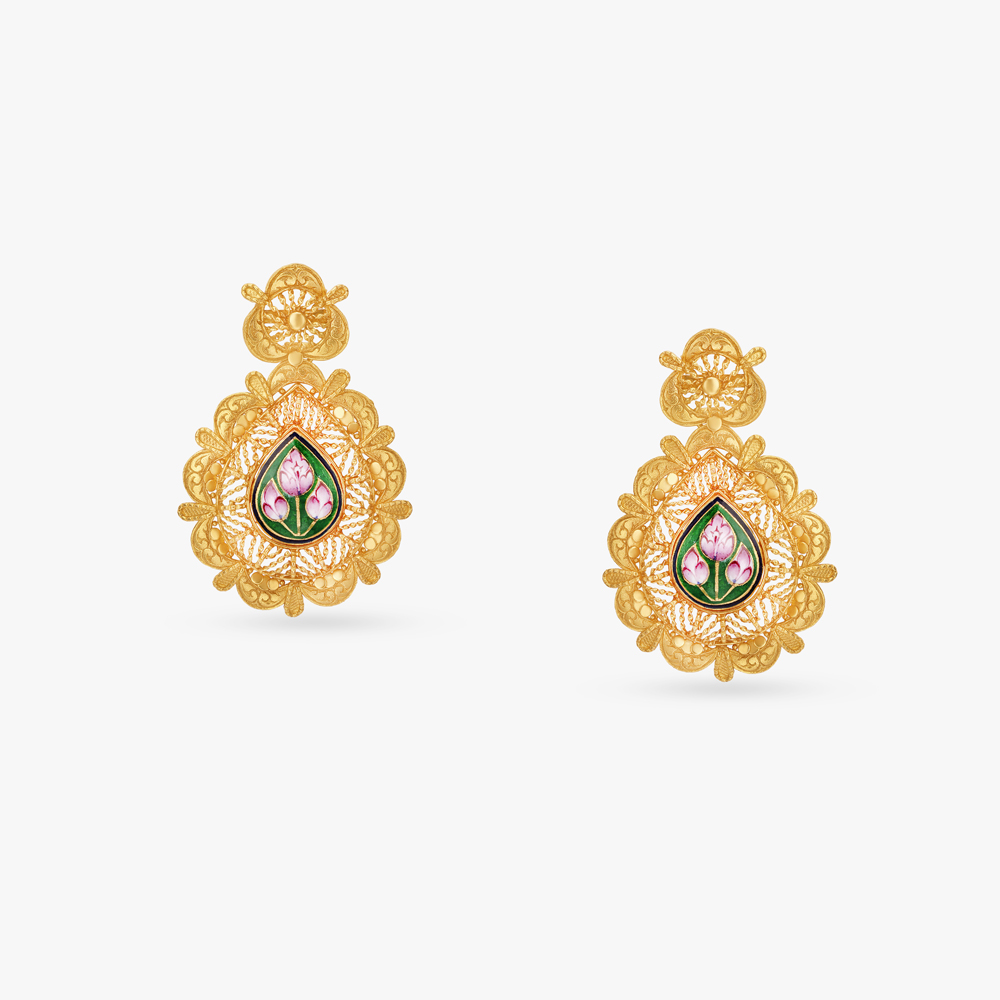 Ethereal Enamel Gold Pendant and Earrings Set,,hi-res image number null