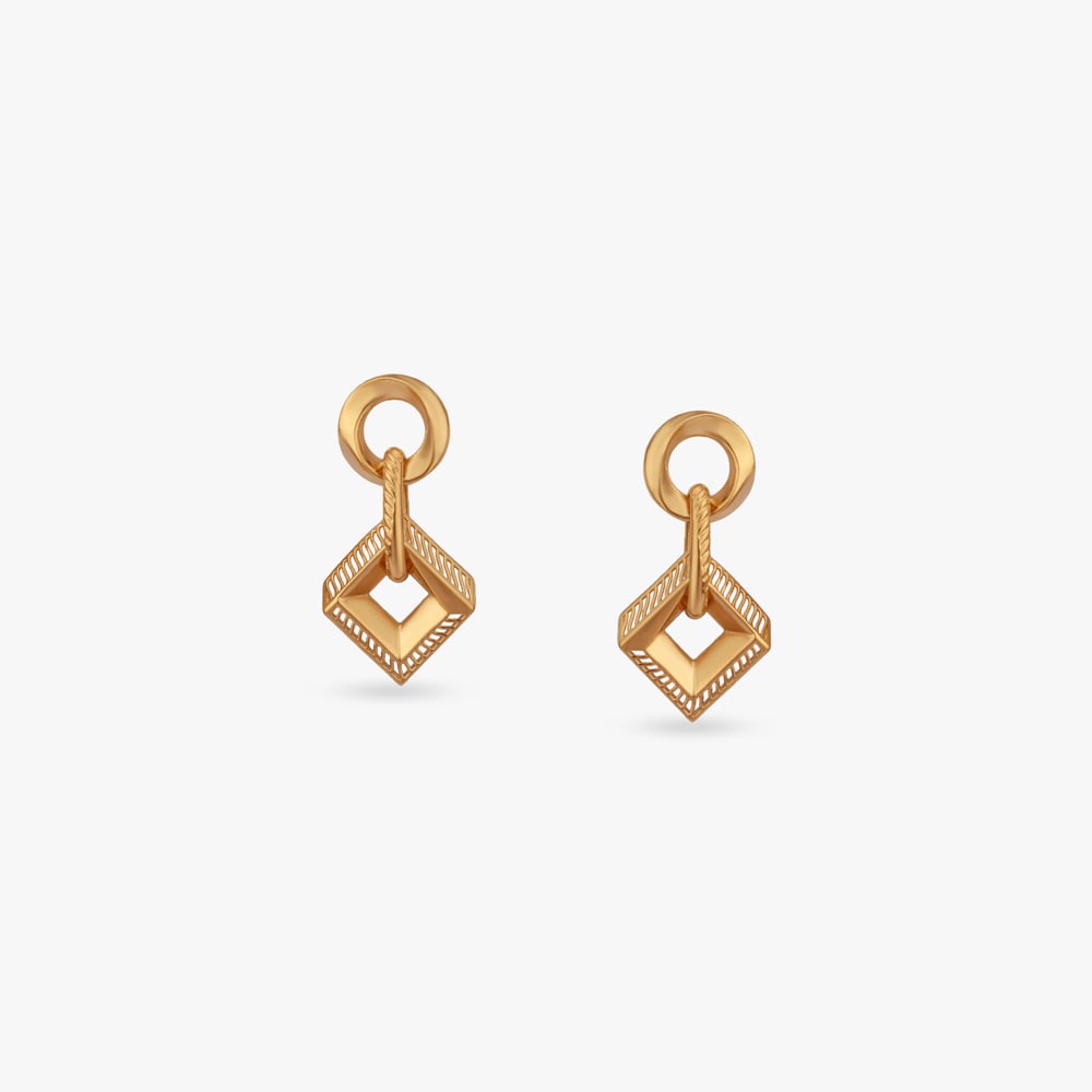 

Geometric Interplay Gold Drop Earrings
