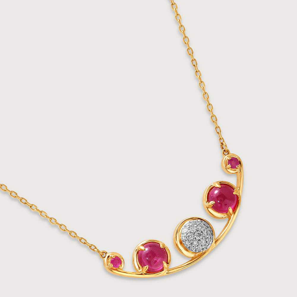 Regal Sparkle 14KT Diamond & Ruby Necklace,,hi-res image number null