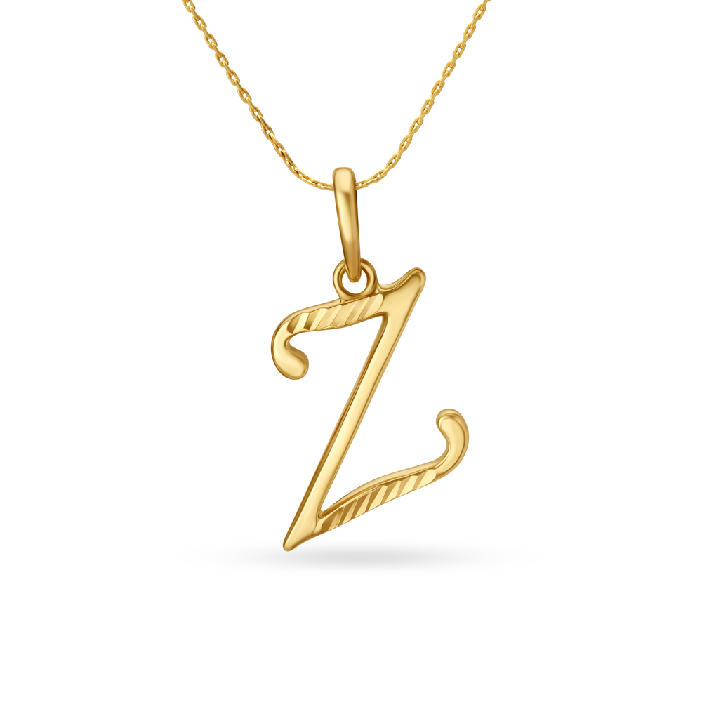 Stunning Typographic Letter Z Gold Pendant