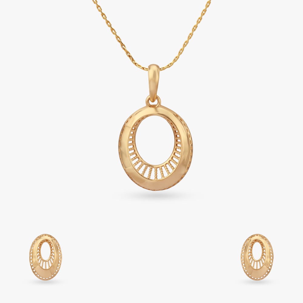 

Elegant Aura Gold Pendant and Earrings Set