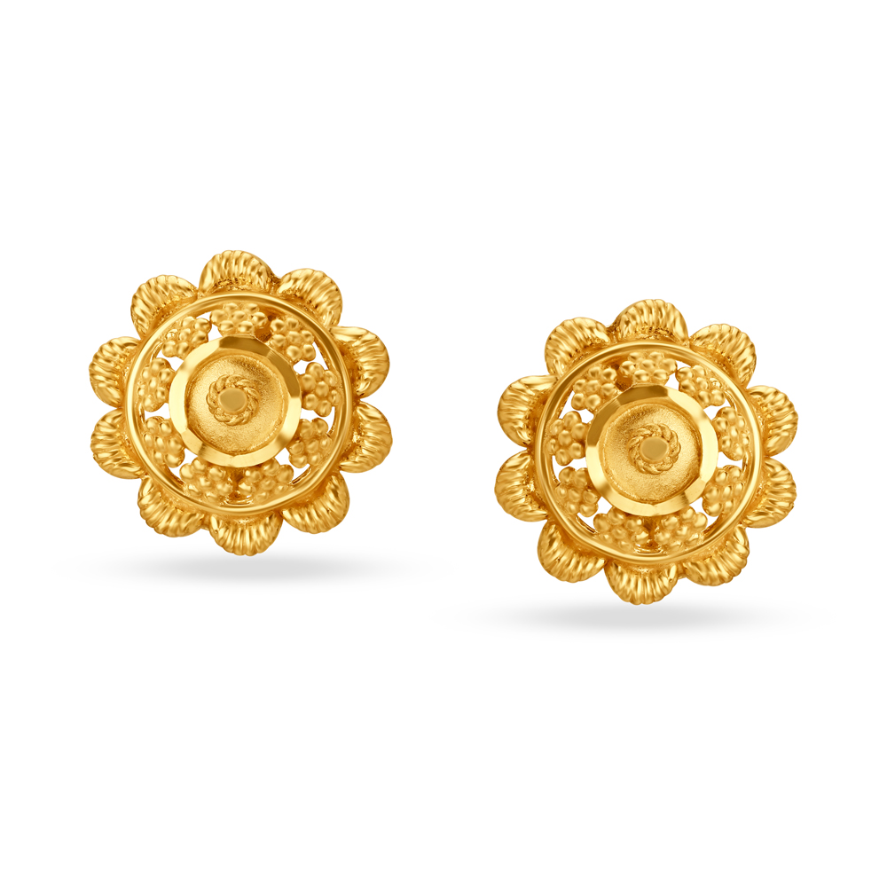 Rawa Work Floral Gold Studs,,hi-res image number null